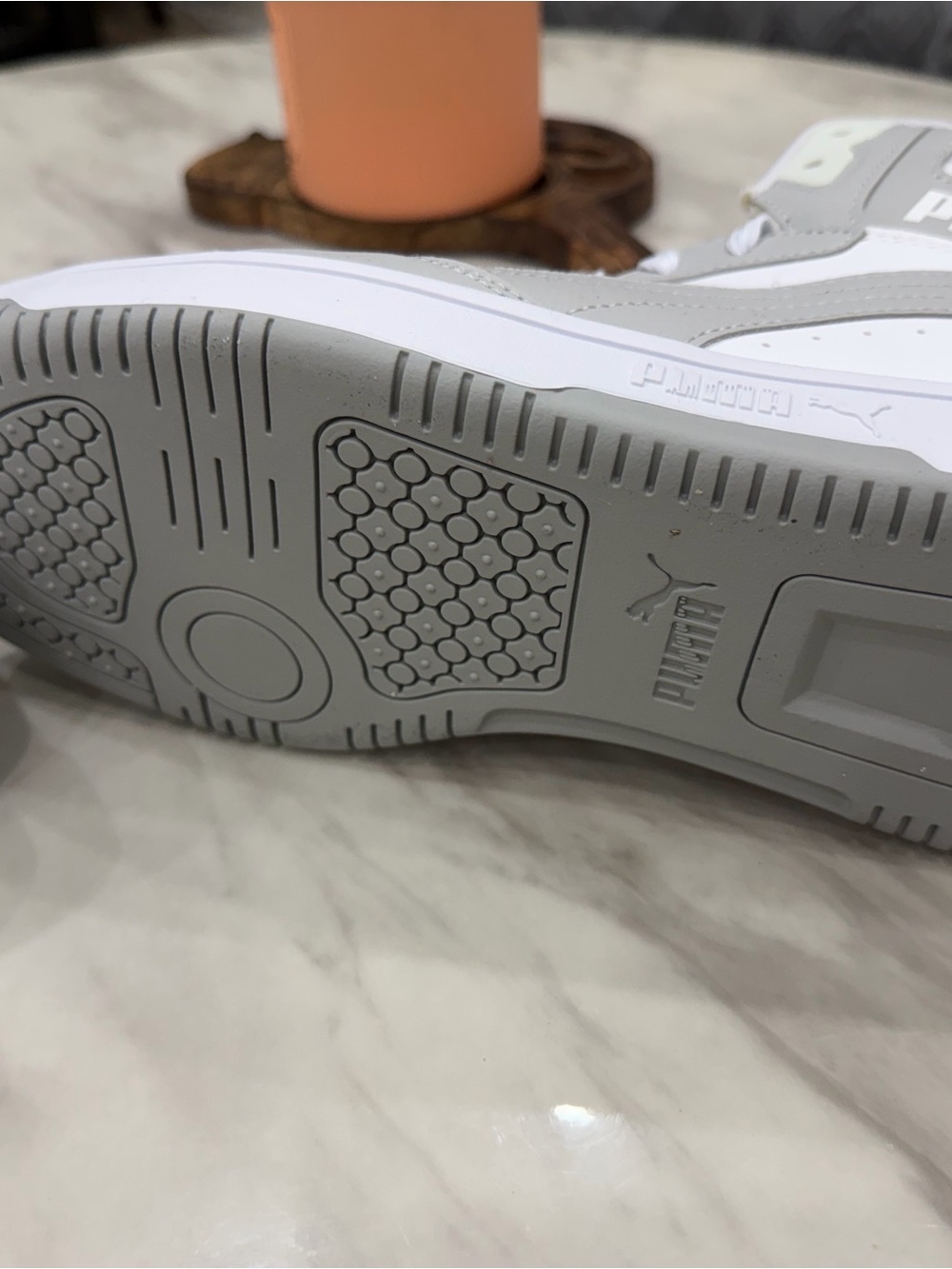 Puma Men's High-Top Sneakers in White and Light Gray - Picture 8 of 9